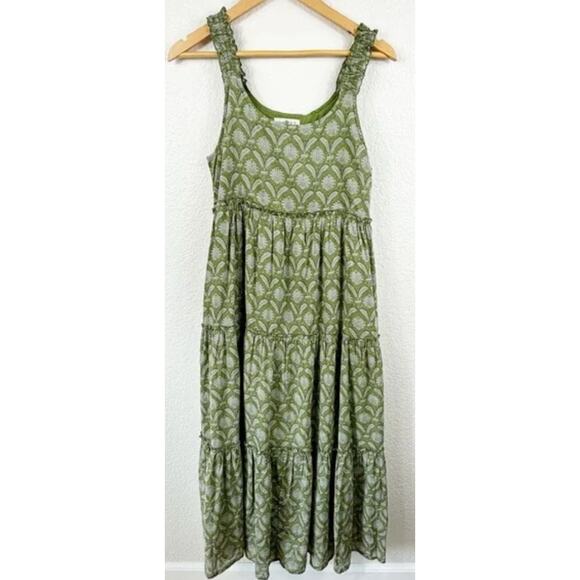 NATURAL LIFE Dresses & Skirts - NATURAL LIFE Olive Green Printed Tiered Mini Dress
